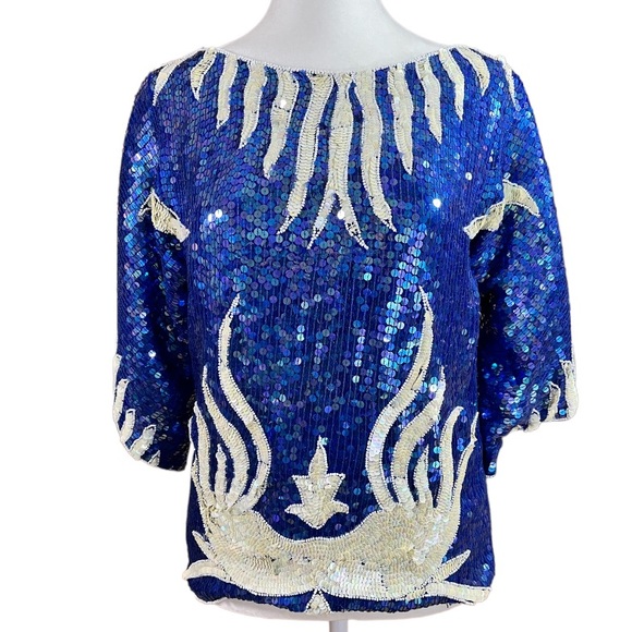 COPY - Vintage silk sequenced blouse approximate size is roomy small/med - Picture 4 of 6